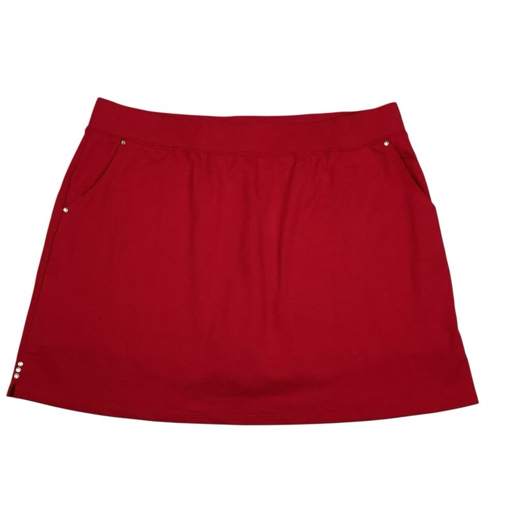 Quacker Factory Red Mini Skirt with Shorts Skort Diamond Rhinestone Women XLP